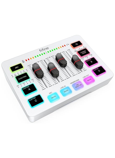 FIFINE Audio Mixer, Gaming Streaming PC Mixer with Slider Fader, XLR Microphone Interface, Monitoring, for Video/Game Voice/Podcast Recording-AmpliGame SC3W