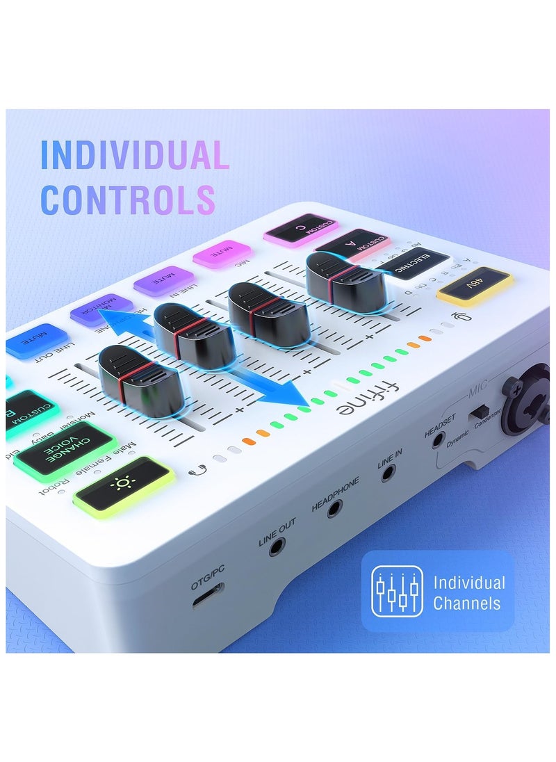 FIFINE FIFINE Audio Mixer, Gaming Streaming PC Mixer with Slider Fader, XLR Microphone Interface, Monitoring, for Video/Game Voice/Podcast Recording-AmpliGame SC3W  - Image 3