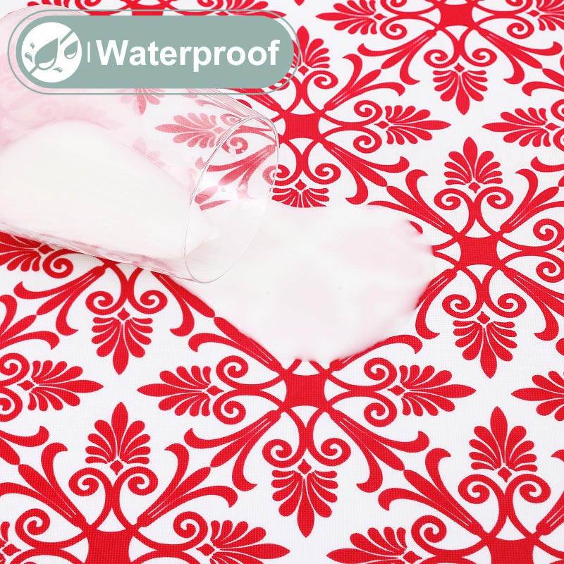 Misaya Rectangle Vinyl Table Table Cloth مرنة الفانيلا المائدة المدعومة المدعومة 100 ٪ غطاء طاولة بلاستيكية مقاومة للماء يناسب 8 أقدام طاولات قابلة للطي للتخييم في الهواء الطلق (أحمر 30 "" × 96 "") - Image 3
