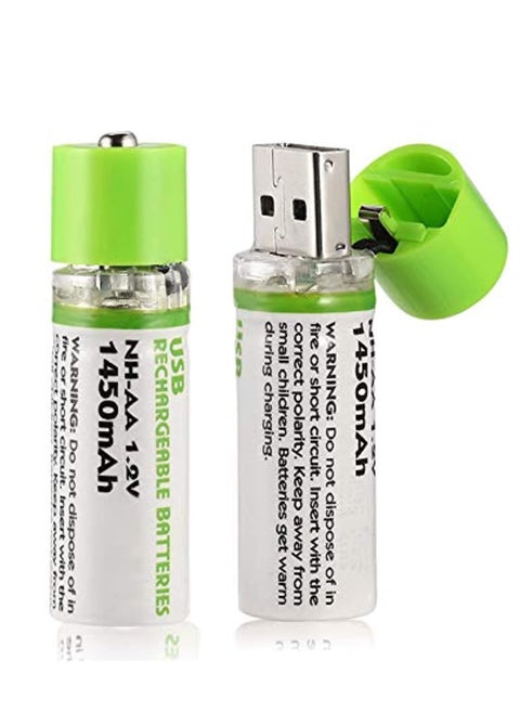 USB Rechargeable AA Batteries - Set of 2 Pieces