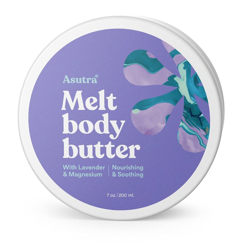 ASUTRA Magnesium Body Butter Lotion with Lavender Scent 7 oz  Soothing Shea Butter  Almond Oil Moisturizer PremiumQuality Magnesium Oil Lavender Essential Oil