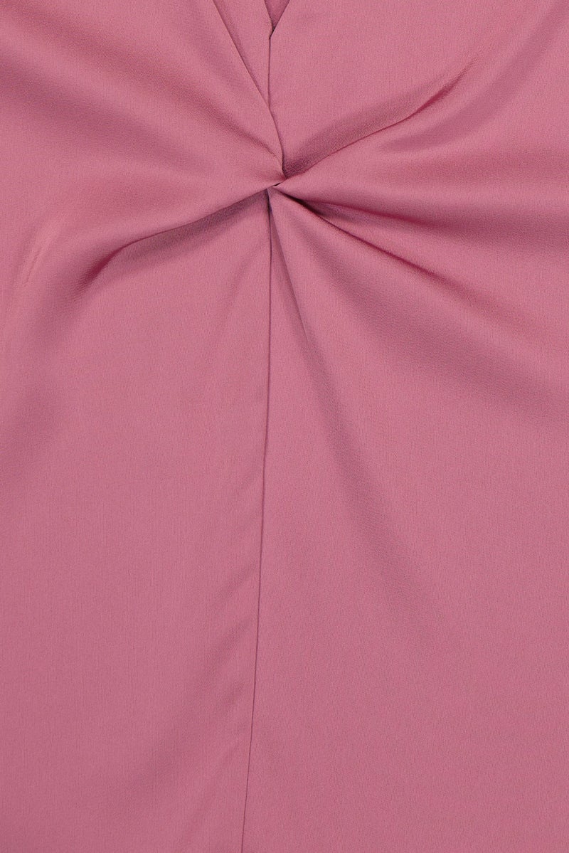 bebe Women V-Neck Cuffed Sleeve Solid Blouse, Mauve - Image 2