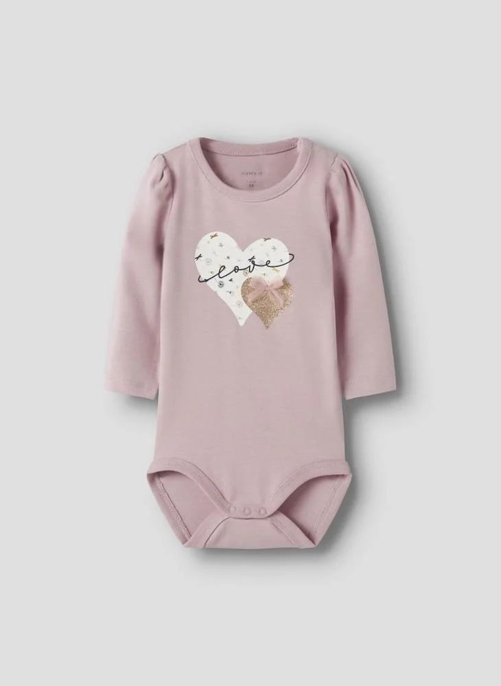 نيم ات Kids Nbfkinin Heart Printed Bodysuit