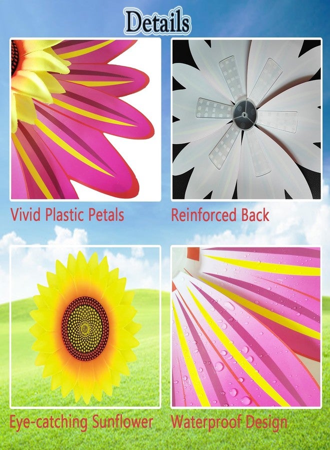 AzsVbvs 3PCS Sunflower Pinwheels Outdoor Wind Spinners, Colorful Flower Windmill Decorative Pinwheel for Garden, Yard, Party Outdoor Decor(Green, Blue, Pink) - Image 4