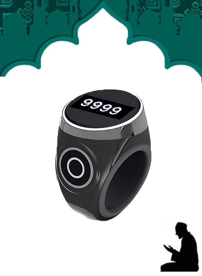 Smart Tasbih Zikr Ring，OLED Digital Counter Prayer  Time Reminder Rings,Adjustable Ring Finger Counter with 3 Sizes (20/22/24mm）for Muslims  - Image 1