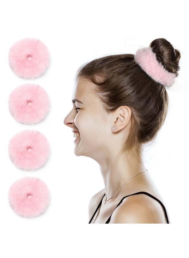 أوزيغالور 4 قطع ربطات شعر بوم بوم وردي فاتح، إكسسوارات شعر نسائية - Image 2