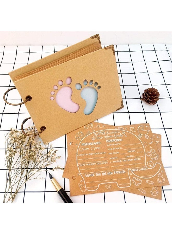 CLENEA Advice Cards Baby Shower, Baby Prediction Cards for Baby Shower Reveal Game, Baby Shower Game Elephant New Parent Information Suggestion Book for Gender Reveal Game Party, Kraft Paper (40 Pcs) - Image 1