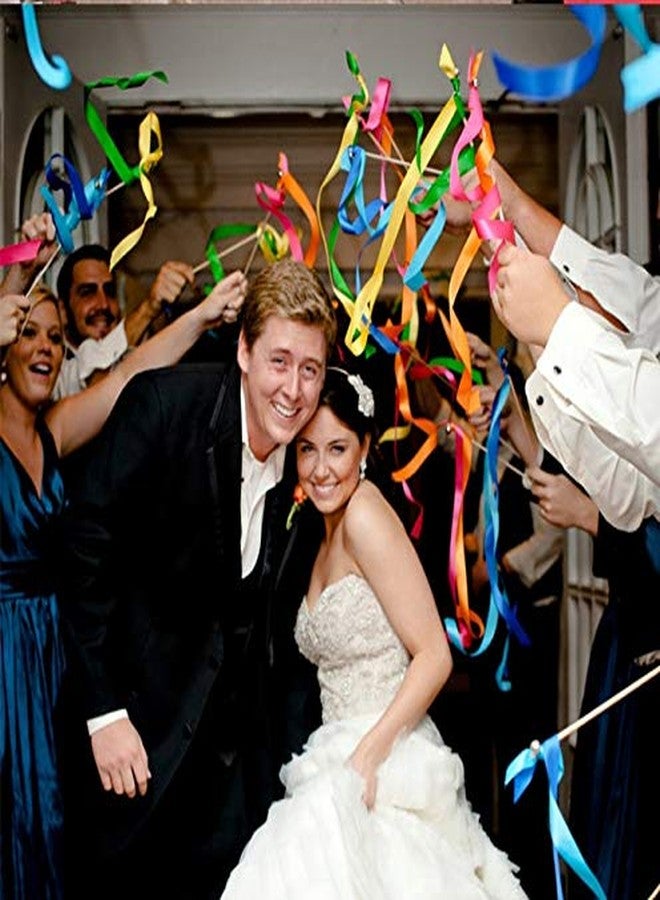 Floratek 30 Pack Ribbon Wands, Mix Color Silk Ribbon Sticks with Bells Fairy Stick Party Streamers for Wedding Party Favors Baby Shower Holiday Celebration - Image 4