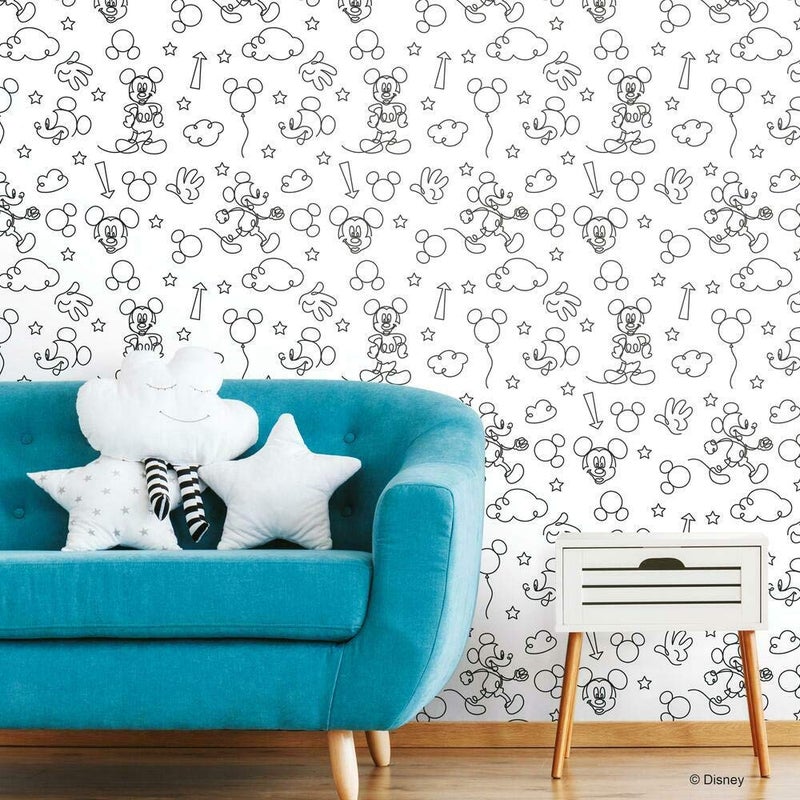 RoomMates Disney Mickey Mouse Icons Silver Peel & Stick Wallpaper by RoomMates, RMK11152WP - Image 1