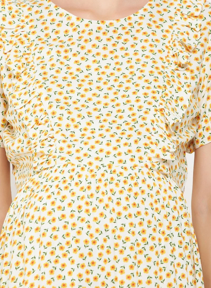 Clovia  Clovia Pretty Florals Feeding Long Night Dress In White - Rayon for Women | Best Price UAE