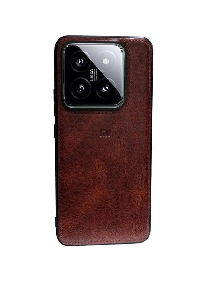 حافظة متوافقة مع حافظة Xiaomi Redmi 14 Pro، غطاء واقٍ مقاوم للصدمات مصنوع من الجلد الناعم المصنوع من مادة TPU المصنوعة من السيليكون ومضادة لبصمات الأصابع لهاتف Xiaomi Redmi 14 Pro (بني داكن)