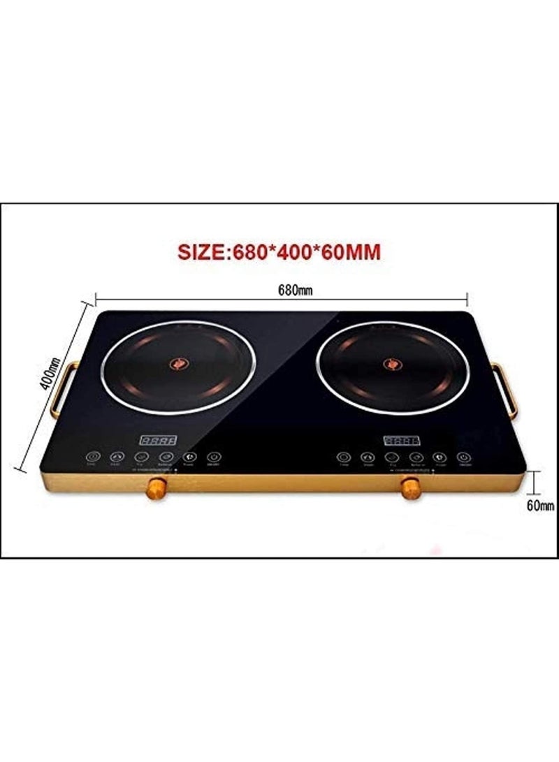 الحلم موقد كهربائي مزدوج 24 بوصة، محمول بقدرة 2000 واط مع مقبض، 9 مستويات طاقة، تحكم باللمس والمقبض، مؤقت وقفل أمان، يعمل بجهد 110 فولت - Image 2