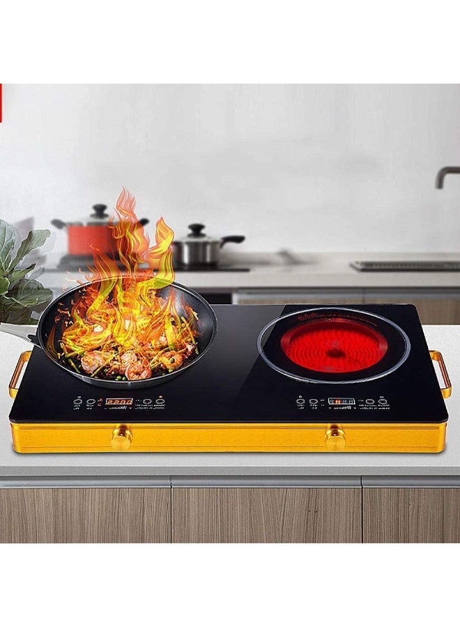 الحلم موقد كهربائي مزدوج 24 بوصة، محمول بقدرة 2000 واط مع مقبض، 9 مستويات طاقة، تحكم باللمس والمقبض، مؤقت وقفل أمان، يعمل بجهد 110 فولت - Image 3