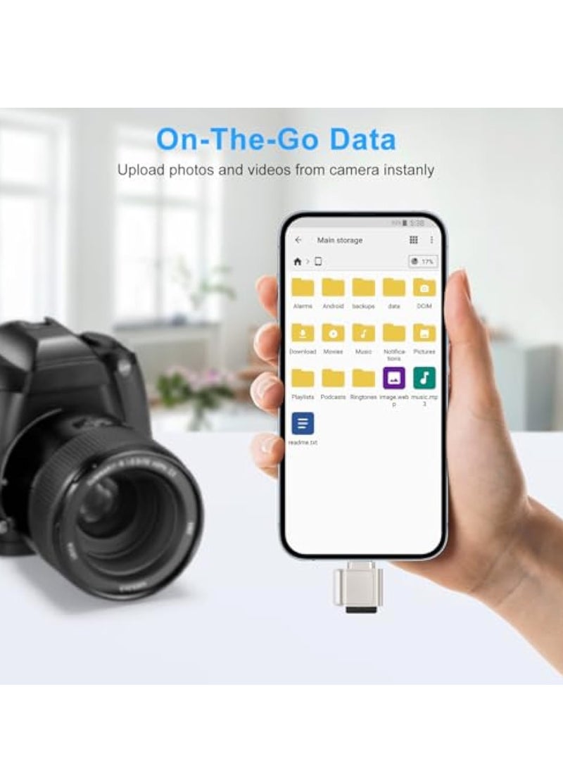 Barakah TF Card Reader, Micro SD Card Reader, Type C TF Memory Card Reader Adapter, Camera Card Viewer, Memory Card Reader, Compatible with Laptops, MacBook, Samsung Galaxy, Silver - Image 3