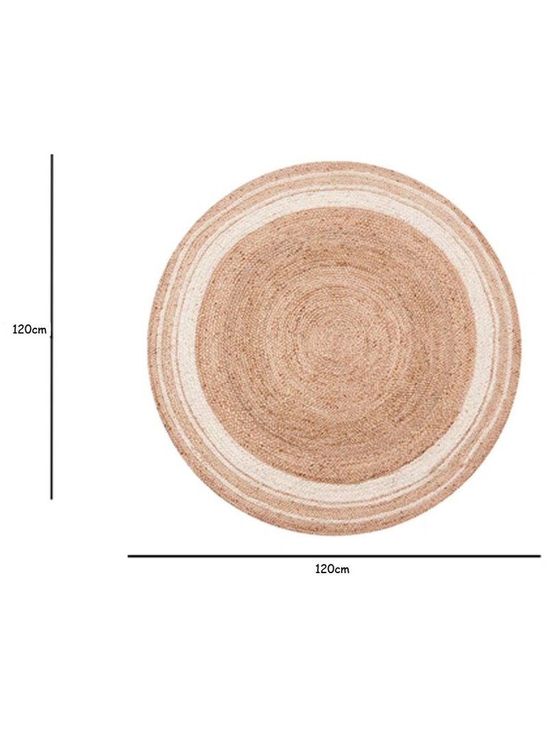 FFD Natural Jute Rug with White Line Carpet Hand Woven Rug Doormat Natural Braided Floor Mat Rugs For Kitchen Entryway Hallway Pets Playing Bed Seagrass Rug - Image 5