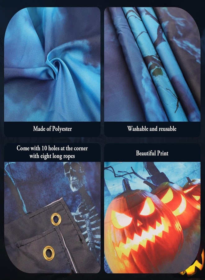 ATTGREAT Halloween Garage Door Cover Decorations 7x16FT Large Witch Backdrop Banner Photo Graveyard Pumpkin Skull Black Cat for Home Party Outdoor Yard Holiday Wall Decorations - Image 4