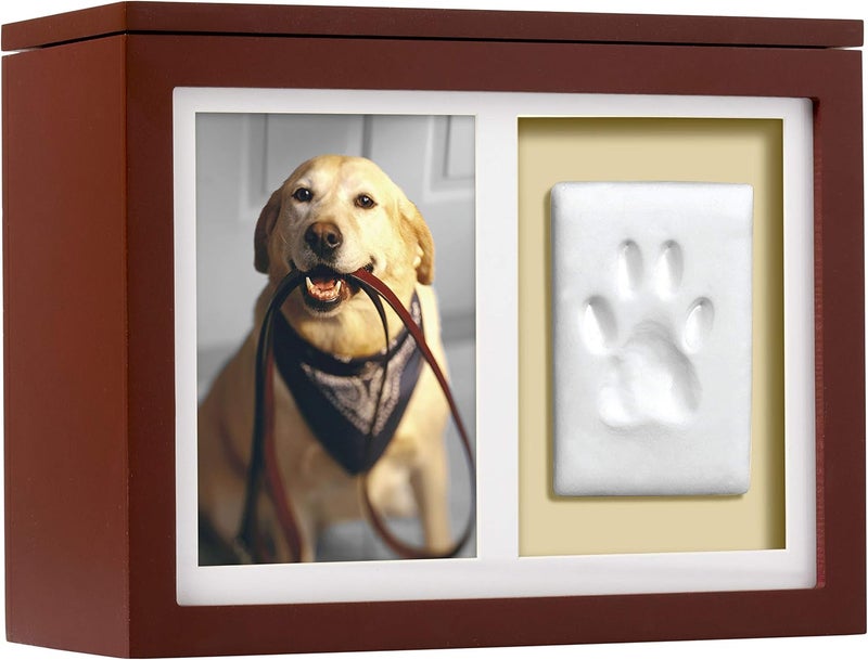 Pearhead Pet Memory Box & Urn – Black Solid Wood with Clay Paw-Print Kit - Image 1