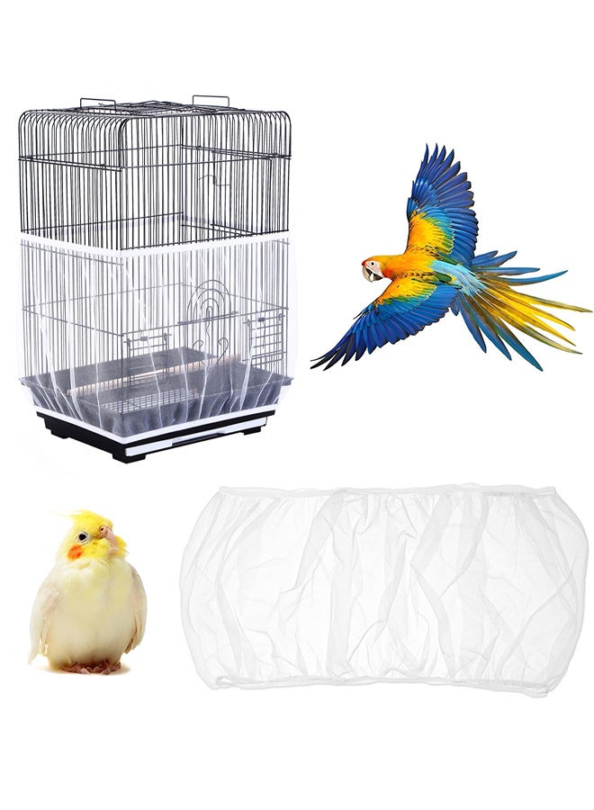 Depend Birdcage Cover Net, Adjustable Bird Cage Seed Catcher, Gauze Bird Cage Cover, Prevent Scatter And Mess, Birdcage Accessories Mesh Net Cover For Parrot Lovebirds Finches, White  - Image 1