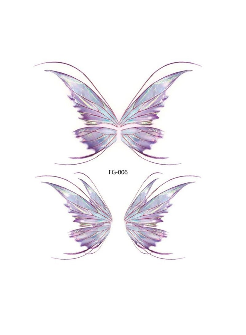 أجنحة الفراشة اللامعة ملصق تاتو مقاوم للماء للعيون والوجه واليد وفن الجسم تاتو مزيف لمكياج النساء في مهرجانات الرقص والموسيقى - Image 4