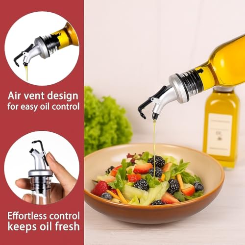 Natier 6 Oz Oil and Vinegar Bottle Cruet Set with Wire Caddy – 2 Pack Glass Dispenser Bottles (No-Drip Spout) - Image 4