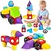 Hodurgyi 15 PCS Magnetic Foam Blocks STEM Preschool Toys for Children Magnetic Building Blocks for Toddlers Kids Bath Toys and Montessori Sensory Toys Birthday for Boys Girls Age 3 4 5 6 - Image 2