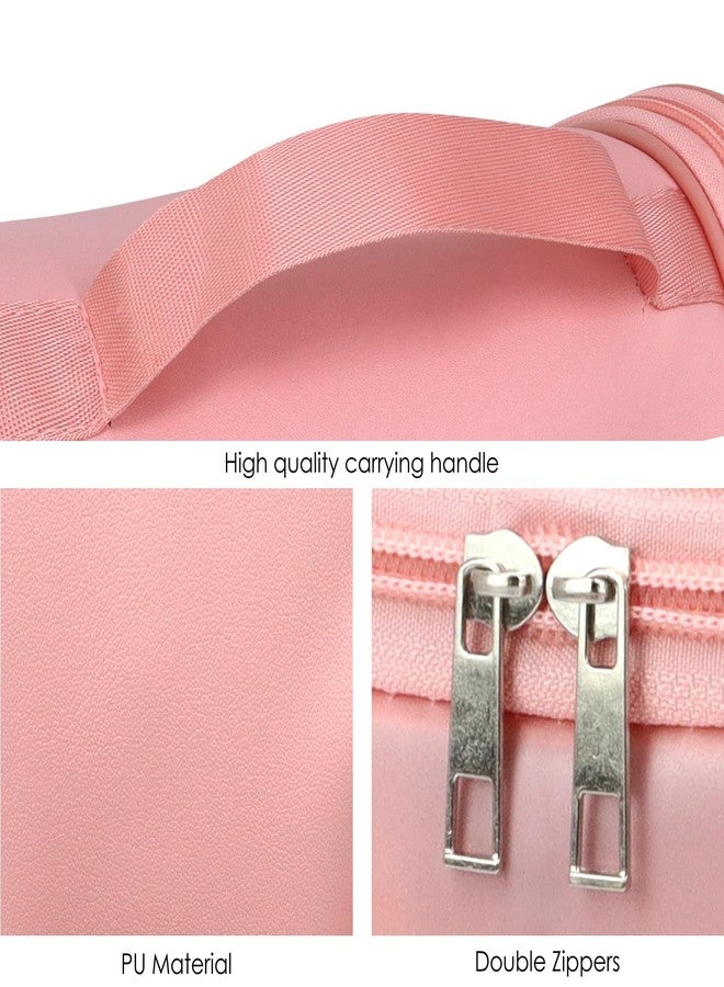 NFI essentials PU Transparent Cosmetic Organizer Bag with Hook, Washbag Pouch Travel Makeup Bag Portable Carry Toiletry Storage Bag Makeup Pouch for Women Girls Pack of 2 - Image 5