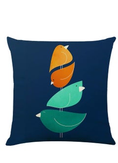 Excefore Pillow Cases, Decorative Pack of 4 Navy Blue Orange Cushion Covers 18x18 inch Linen Square Throw Pillow Covers for Living Room Sofa Couch Bed Pillowcases(45cm x 45cm)  - Image 5