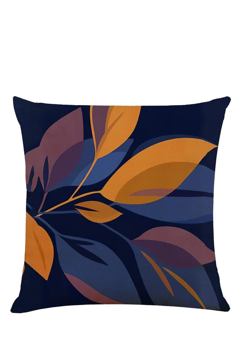 Excefore Pillow Cases, Decorative Pack of 4 Navy Blue Orange Cushion Covers 18x18 inch Linen Square Throw Pillow Covers for Living Room Sofa Couch Bed Pillowcases(45cm x 45cm)  - Image 2