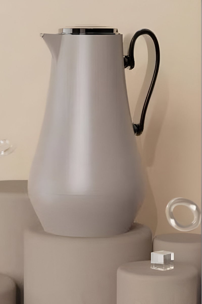 GAZELLA Plastic Tea/Coffee Flask 1 Liter Dark Grey/Black With Borosilicate Glass Inside - Image 1