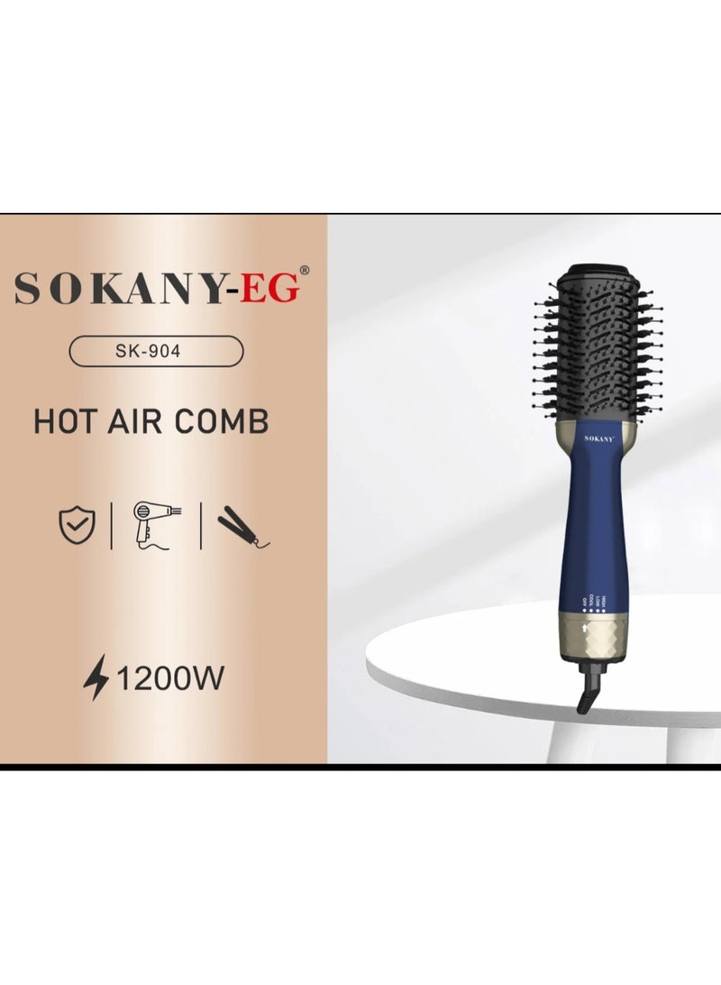 sokany Sokani SK-904 Hair Brush and Dryer, 1200 Watts, 3 in 1, Multi-Colour, Blue, with one year warranty - Image 2