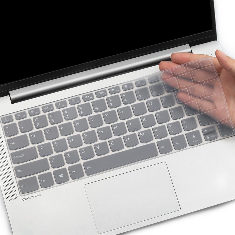 Saco Keyboard Cover for Lenovo ideapad Slim 3 & Slim 5 14inch Laptops | Keyboard Protector for Lenovo IdeaPad Flex 5 & Yoga 7i 2-in-1 / Yoga Slim 6i Laptops (Silicone Clear) - Image 1