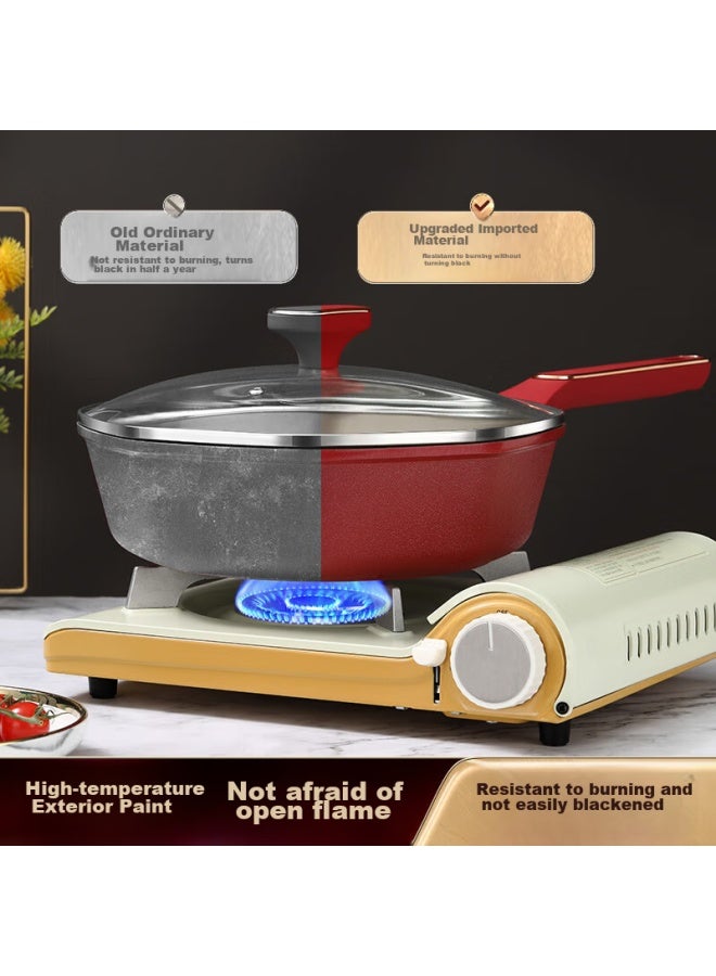 Ssn Titanium Non-stick Frying Pan, Flat Bottom Pan, Non-stick Pan For Frying And Stir-frying, Deep Frying Pan, 28cm, Suitable For Induction Cooker And Gas Stove - Image 4