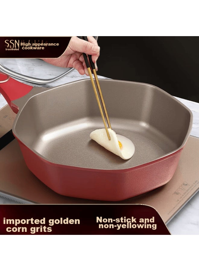 Ssn Titanium Non-stick Frying Pan, Flat Bottom Pan, Non-stick Pan For Frying And Stir-frying, Deep Frying Pan, 28cm, Suitable For Induction Cooker And Gas Stove - Image 1