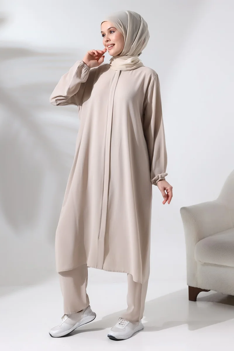 ايهفان Ikhwan Women's Hajj and Umrah Clothing Hijab Double Set Cream