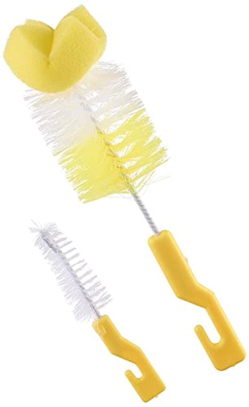 Little Fish Baby Bottle and Teat Brushes Set 2 Pieces - Yellow and White