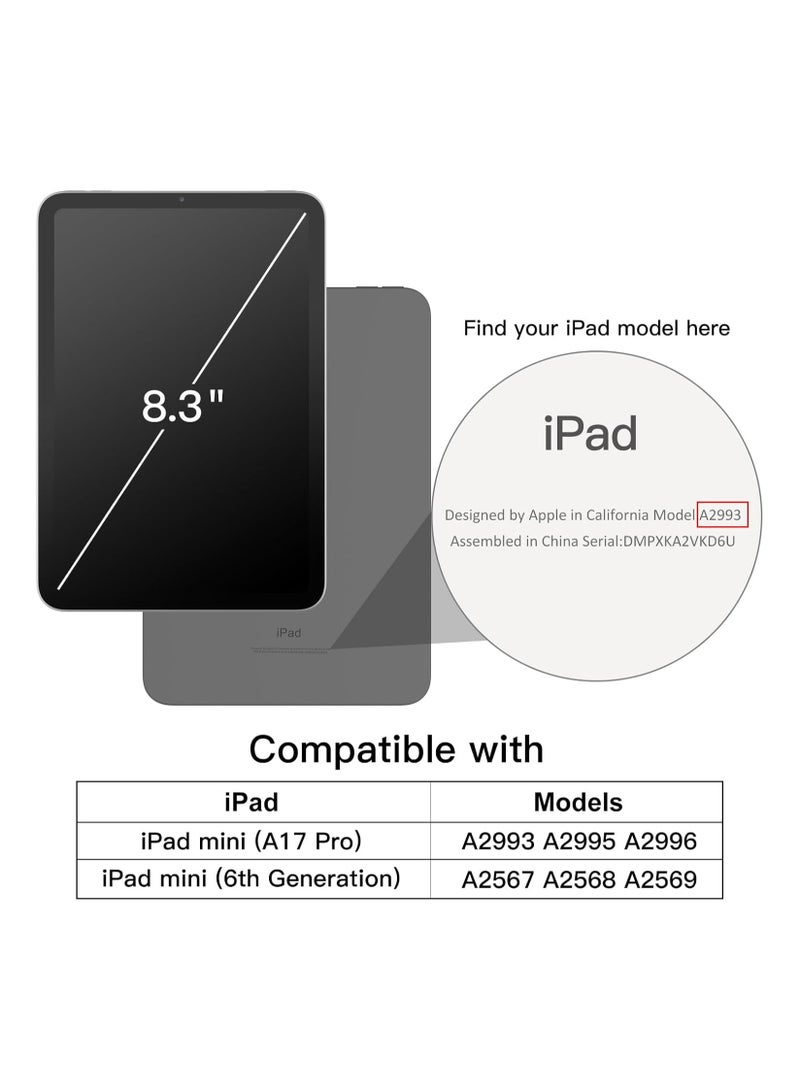 DUSALA Rotating Case for iPad mini (A17 Pro, 2024 Model, 7th Generation) / mini 6 (2021 Model, 6th Generation) with Pencil Holder,360 Degree Rotation Protective Stand Slim Cover Clear Back, Auto Wake/Sleep (iPad mini) - Image 2