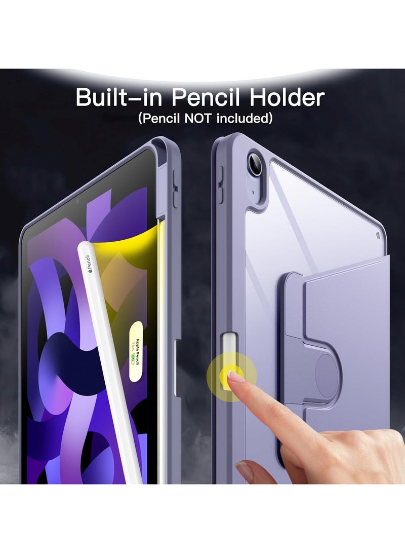 DUSALA Rotating Case for iPad mini (A17 Pro, 2024 Model, 7th Generation) / mini 6 (2021 Model, 6th Generation) with Pencil Holder,360 Degree Rotation Protective Stand Slim Cover Clear Back, Auto Wake/Sleep (iPad mini) - Image 5
