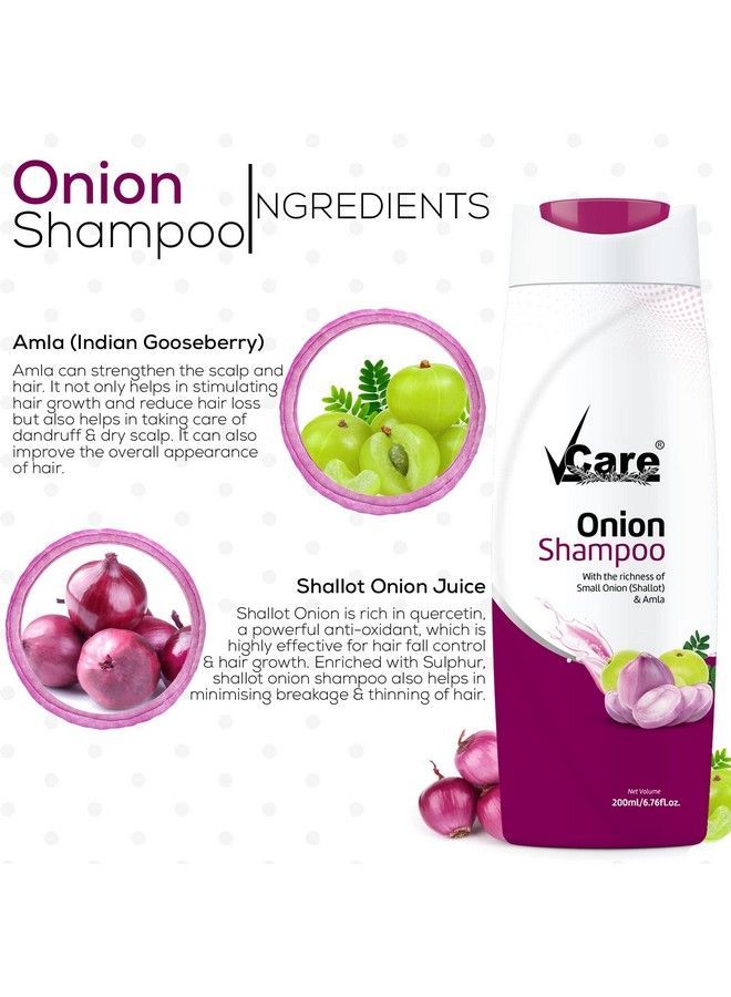 VCare Small Onion Shampoo For Hair Growth 200Ml And Cold Pressed Extra Virgin Cold Pressed Castor Oil For Hair Skin Care Moisturizing Dry Skin Nails Eyelash For All Skin Type Hair Care Combo - Image 3