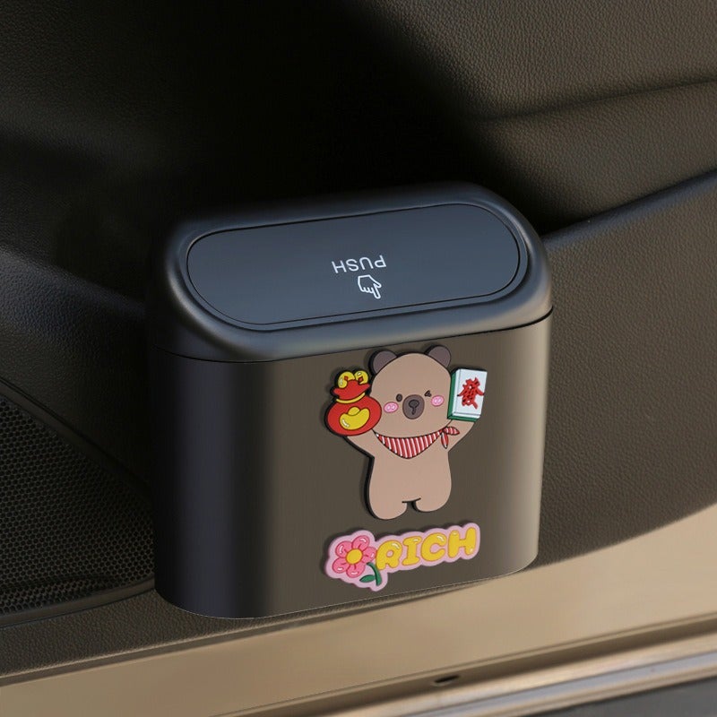 Car Trash Can Hanging Door Storage Organizer Multi-functional Front Seat Car Trash Bin with Umbrella Holder, Car Interior Decor