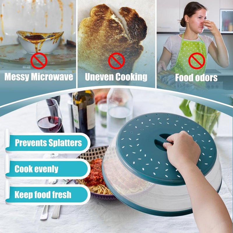 WENWELL Large Microwave Splatter Cover  Silicone Mat12 Inchs Vented Collapsible Guard dish Plate lid  Round Kitchen mat for food - Image 4