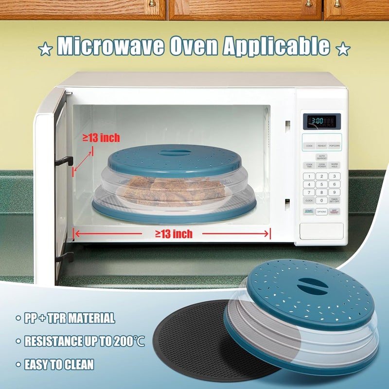 WENWELL Large Microwave Splatter Cover  Silicone Mat12 Inchs Vented Collapsible Guard dish Plate lid  Round Kitchen mat for food - Image 3