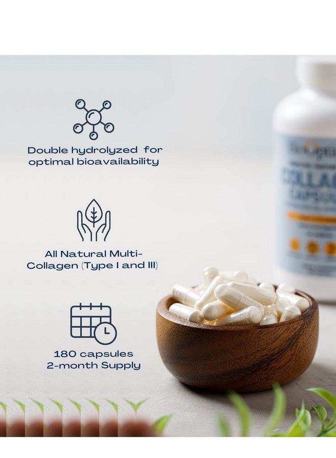 BioOptimal Collagen Peptides Capsules - Grass-Fed, Pasture-Raised Hydrolyzed Protein Supplement for Skin, Hair, & Nails - Non-GMO, Zero Sugar Daily Pills for Men & Women (180 Capsules) - Image 4