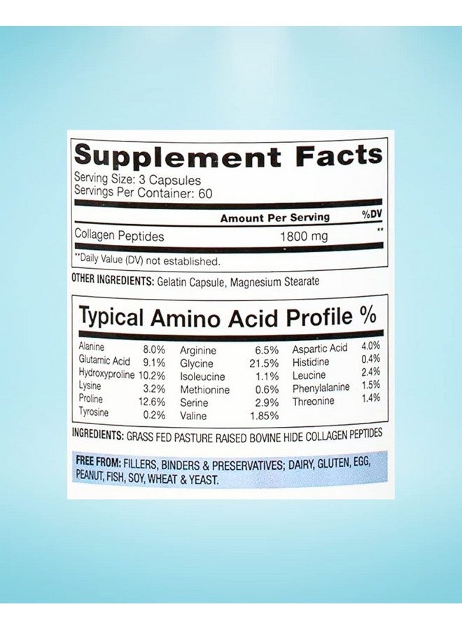 BioOptimal Collagen Peptides Capsules - Grass-Fed, Pasture-Raised Hydrolyzed Protein Supplement for Skin, Hair, & Nails - Non-GMO, Zero Sugar Daily Pills for Men & Women (180 Capsules) - Image 3