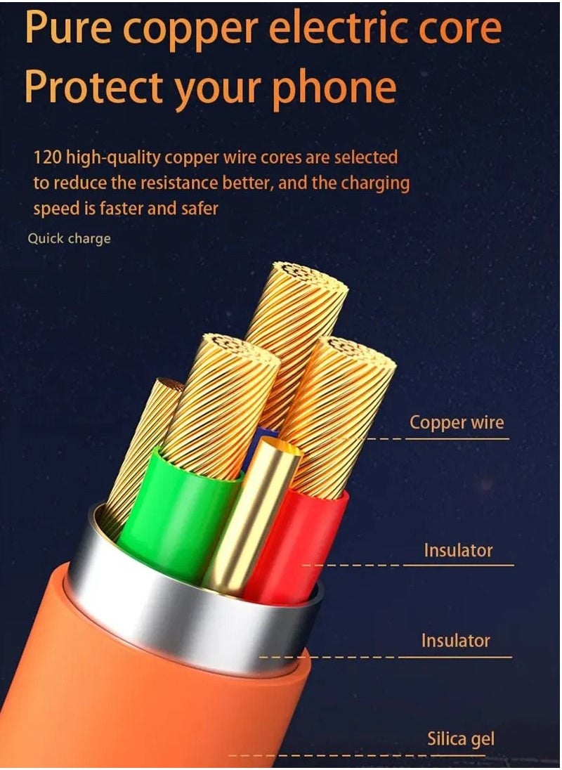 Generic - 3 in 1 Multi Charging Cable 120W Fast Charging Cable with Type-C Micro USB Port Connectors for iPhone  Samsung Xiaomi Huawei etc - Image 1