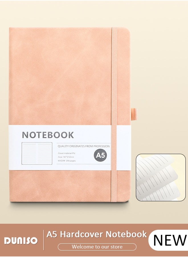 DUNISO Lined Journal Notebooks, A5 Notepad with Ribbon Bookmark Pen Loop, 80 Gsm Lined Paper, Classic PU Leather Notebooks for Women Men Travel Business Work Office  - Image 1