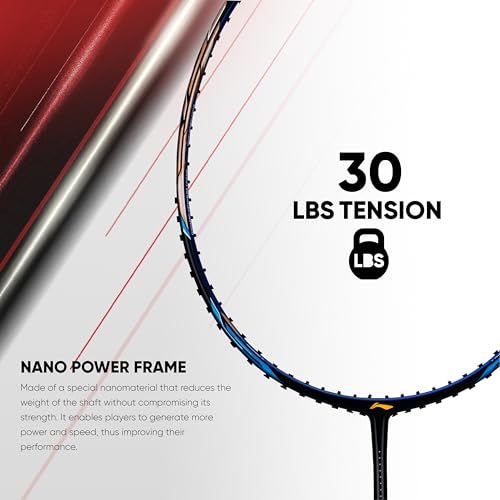 Li-Ning Ignite 8 Japanese Carbon Graphite Unstrung Badminton Racket with Full Cover (Black/Blue/Old Gold, 77 Grams) - Image 3