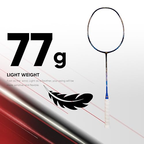 Li-Ning Ignite 8 Japanese Carbon Graphite Unstrung Badminton Racket with Full Cover (Black/Blue/Old Gold, 77 Grams) - Image 4