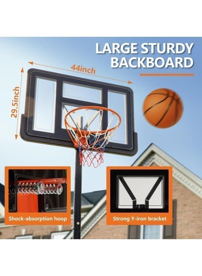 Pikengenus 10FT Adjustable Height Portable Basketball Hoop 4.2-10ft Adjustable Height 44 Inch Shatterproof Backboard Fillable Base with 2 Wheels for Kids Youth and Adults in Backyard Driveway - Image 2