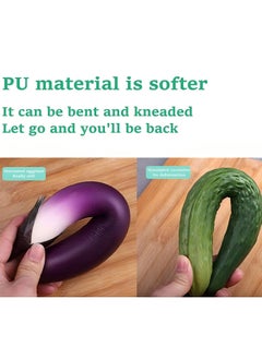 PRO 2 PCS Lifelike Soft PU Cucumber&Eggplant, Cabinet Food Display Decorative Vegetable Model, Fake Vegetable Home Kitchen House Table Show  - Image 3