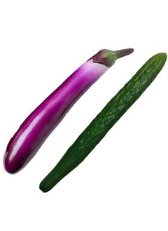 PRO 2 PCS Lifelike Soft PU Cucumber&Eggplant, Cabinet Food Display Decorative Vegetable Model, Fake Vegetable Home Kitchen House Table Show  - Image 1
